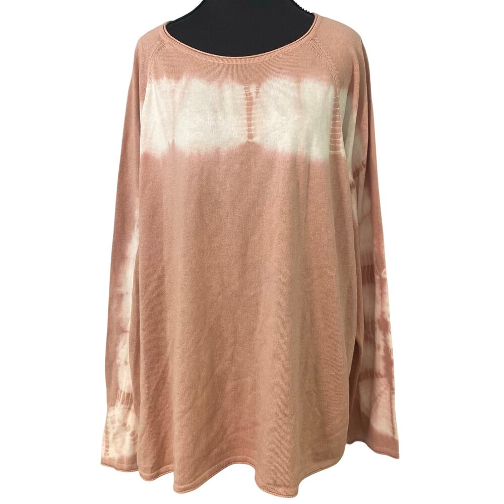 Pure Jill 3X Pink Tie Dye Lightweight Knit Oversized Pullover Sweater Casual Art